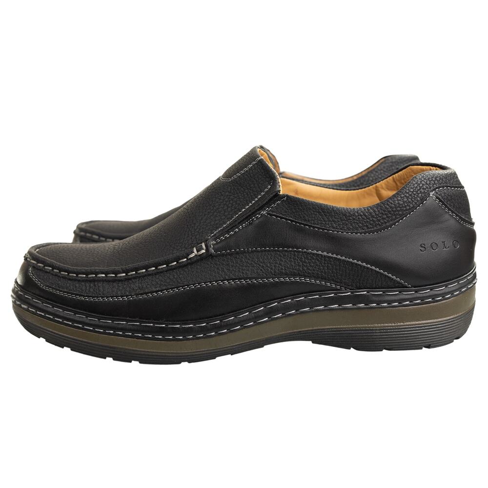 Solo Parker Men’s Comfort Casual Loafers Slip On Shoes Black NWOB